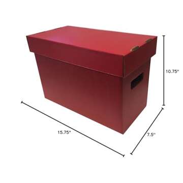 Bundle of 10 Max Pro Brand Short Colored Comic Storage Boxes - Holds 150-175 Comic Books - RED