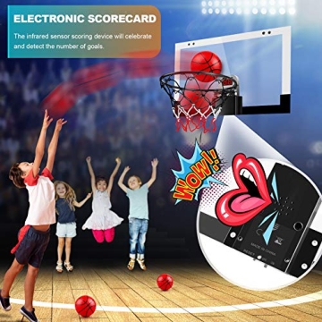 TREYWELL Indoor Basketball Hoop Boys Gifts for Teens and Adults Door Room Basketball Hoop Mini Hoop with Electronic Scoreboard, 3 Balls and Batteries Basketball Toys for 8 9 10 11 12