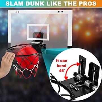 TREYWELL Indoor Basketball Hoop Boys Gifts for Teens and Adults Door Room Basketball Hoop Mini Hoop with Electronic Scoreboard, 3 Balls and Batteries Basketball Toys for 8 9 10 11 12