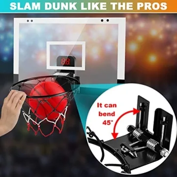 TREYWELL Indoor Basketball Hoop Boys Gifts for Teens and Adults Door Room Basketball Hoop Mini Hoop with Electronic Scoreboard, 3 Balls and Batteries Basketball Toys for 8 9 10 11 12