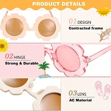 Kids Flower Sunglasses 3 Pack Colorful Durable Eyewear