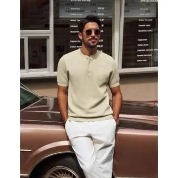 PJ PAUL JONES Premium Men's Knitted Henley T-Shirt for Summer