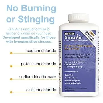 SinuPulse Elite SinuAir Sinus Rinse Salt Solution - Saline Powder for SinuPulse System, Neti Pot Flush, Nasal Wash Squeeze Bottle, & Nose Irrigation for Sinuses, 300g