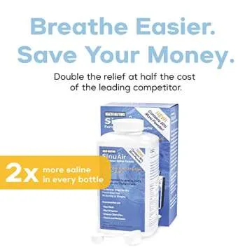 SinuPulse Elite SinuAir Sinus Rinse Salt Solution - Saline Powder for SinuPulse System, Neti Pot Flush, Nasal Wash Squeeze Bottle, & Nose Irrigation for Sinuses, 300g