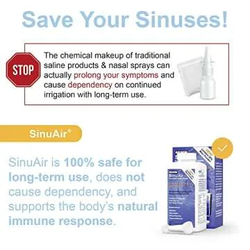 SinuPulse Elite SinuAir Sinus Rinse Salt Solution - Saline Powder for SinuPulse System, Neti Pot Flush, Nasal Wash Squeeze Bottle, & Nose Irrigation for Sinuses, 300g