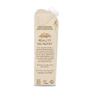 nutpods Oat Original, (4-Pack), Unsweetened Dairy-Free Creamer, Nut-Free Creamer, Made from Oats, Gluten Free, Non-GMO, Vegan, Kosher