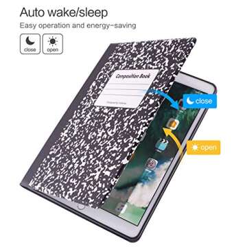 Vimorco ipad Air 3 Case 2019, Ipad pro 10.5 Inch Case 2017/2019, Premium Leather Folio Stand Case, Soft TPU Back Cover [Auto Sleep/Wake Feature], Composition Book