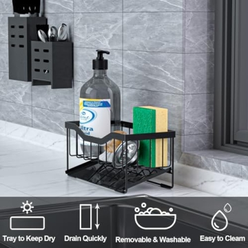 Vanwood Sponge Holder - Auto-Draining Kitchen Caddy