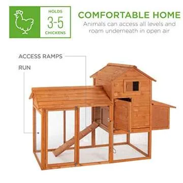 Best Choice Products 80in Outdoor Wooden Chicken Coop Multi-Level Hen House, Poultry Cage w/Ramps, R...