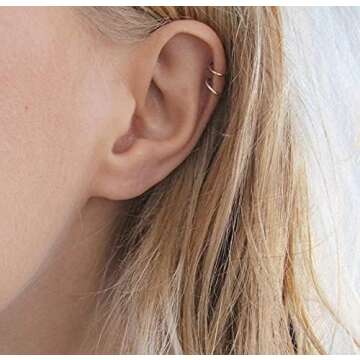 Milacolato 4Pcs 925 Sterling Silver Ear Cuff: Adjustable Non Piercing Minimalist Fake Helix Cartilage Earcuff, Dainty Clip-on Earrings Hypoallergenic with 14K Gold Plating for Women Man-Silver