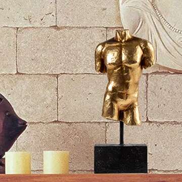 Guichifun Sculptures Home Decor Bust Male Statue - Figure Resin Decoration Modern Gold Decorative Figures Home Art Sculpture Christmas Birthday Gifts for Men&Women 3 X 1.5 X 8.5 Inch