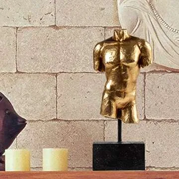Guichifun Sculptures Home Decor Bust Male Statue - Figure Resin Decoration Modern Gold Decorative Figures Home Art Sculpture Christmas Birthday Gifts for Men&Women 3 X 1.5 X 8.5 Inch