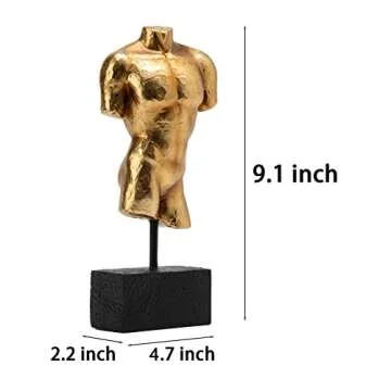 Guichifun Sculptures Home Decor Bust Male Statue - Figure Resin Decoration Modern Gold Decorative Figures Home Art Sculpture Christmas Birthday Gifts for Men&Women 3 X 1.5 X 8.5 Inch