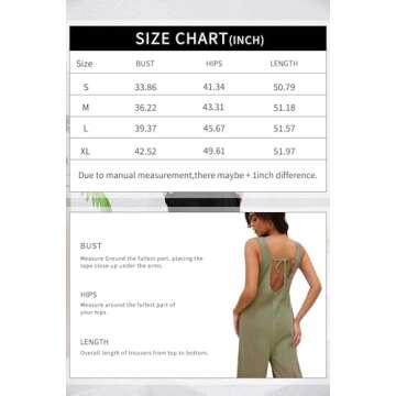 Ladyful Women's Summer Wide Leg Overalls Casual Loose Sleeveless Jumpsuits Waffle Backless Tank Romper