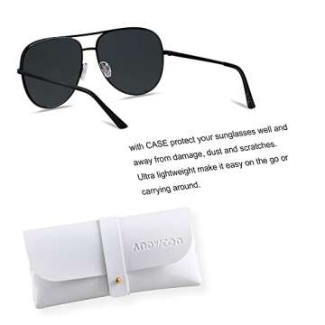 ANDWOOD Oversized Aviator Sunglasses for Women Men Big Large UV Protection UV Protection Super Dark ...