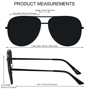 ANDWOOD Oversized Aviator Sunglasses - Stylish UV Protection