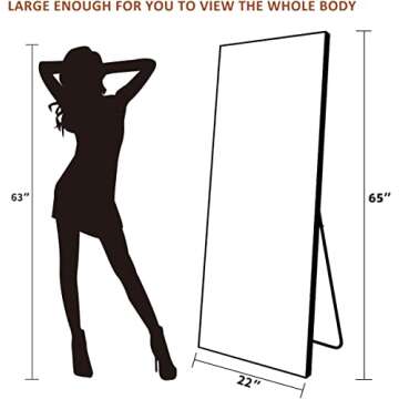 LAIYA Full Length Mirror with LED Lights 65" x 21", Free Standing Floor Mirror, Wall Mounted Hanging Mirror, Lighted Vanity Body Mirror, Full-Size Tall Mirror, Dimming & 3 Color Modes