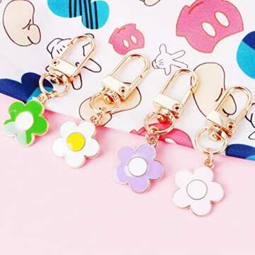 Yaihsuy Cute Flower Keychain Charms for Bag Accessories