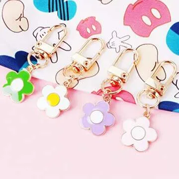 Yaihsuy Cute Flower Keychain Charms for Bag Accessories
