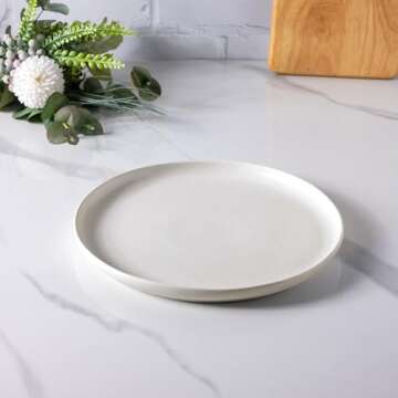 AmorArc Ceramic Plates Set of 6, 8.5 In Handcrafted Wavy Rim Dish Set, Dessert, Salad, Appetizer, Sm...