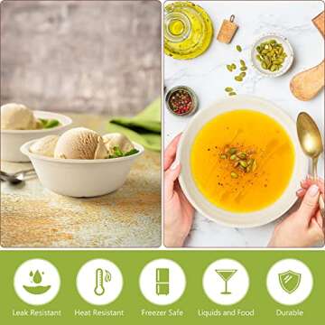 Green Tree Products Disposable Paper Bowls, 32 Oz [50 Pack] Large Bowl-100% Compostable, Biodegradable, Eco-friendly - Convenient for Daily Use for Salad, Hot Soup, and Pasta