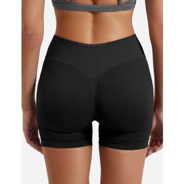 YEOREO Women Workout Gym Impact Shorts Elieen Hidden Scrunch Butt Lifting Mid Low Waist 3.6"/4.5"/6" Seamless Shorts Black S