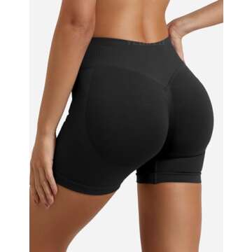 YEOREO Women Workout Gym Impact Shorts Elieen Hidden Scrunch Butt Lifting Mid Low Waist 3.6"/4.5"/6" Seamless Shorts Black S