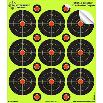 Splatterburst Targets - 3 inch Adhesive Stick & Splatter Reactive Shooting Targets - Gun - Rifle - P...