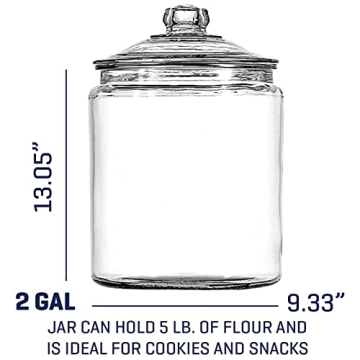 Anchor Hocking 2 Gallon Glass Jar with Lid Kitchen Storage