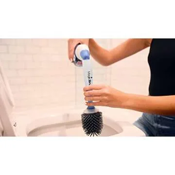 MagicBrush Magic Silicone Toilet Brush, TikTok Trend Item, Fillable Store Bowl Cleaners in Handle, Ventilated Storage Caddy, Optional Wall Mount, No Scratch Brush Head,, White, Grey