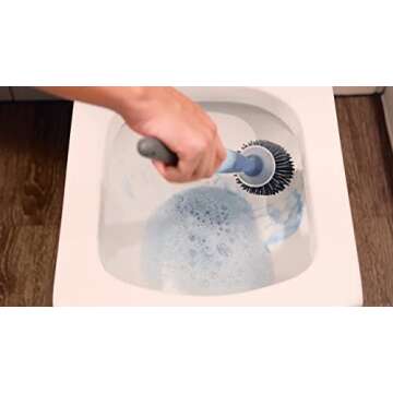 MagicBrush Magic Silicone Toilet Brush, TikTok Trend Item, Fillable Store Bowl Cleaners in Handle, Ventilated Storage Caddy, Optional Wall Mount, No Scratch Brush Head,, White, Grey