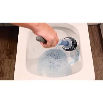 MagicBrush Magic Silicone Toilet Brush, TikTok Trend Item, Fillable Store Bowl Cleaners in Handle, Ventilated Storage Caddy, Optional Wall Mount, No Scratch Brush Head,, White, Grey