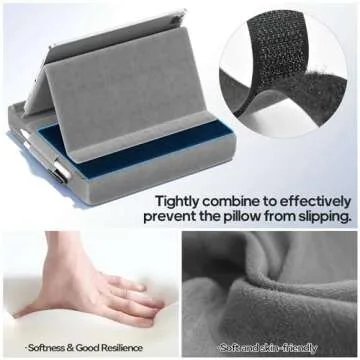 KDD Tablet Pillow Stand, Multi-Angle Viewing Ipad Holder for Lap, Bed and Desk, Foldable Soft Pad Dock with Stylus Mount Compatible with Ipad Pro 12.9, 10.5, 11, Air, Mini, Phones, Books, E-Reader