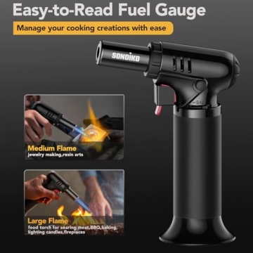 Sondiko Butane Torch with Adjustable Flame and Fuel Gauge