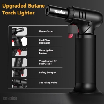 Sondiko Butane Torch with Adjustable Flame and Fuel Gauge