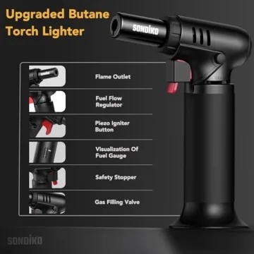 Sondiko Butane Torch with Adjustable Flame and Fuel Gauge