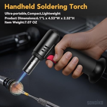 Sondiko Butane Torch with Adjustable Flame and Fuel Gauge