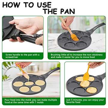KRETAELY Nonstick Pancake Pan Pancake Griddle with 7-mold Design Mini Pancake Maker with PFOA Free Coating-Black