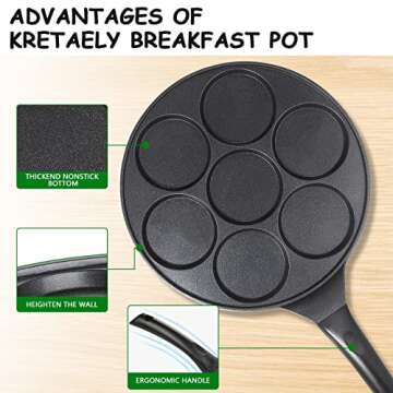 KRETAELY Nonstick Pancake Pan Pancake Griddle with 7-mold Design Mini Pancake Maker with PFOA Free Coating-Black