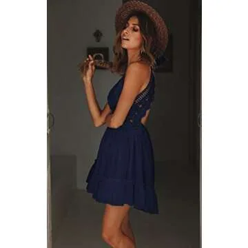 ECOWISH Women's Spaghetti Strap Mini Dress for Summer