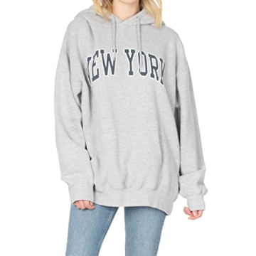 Secret Island USA Women's New York Varsity Oversized Hoodie - Vintage Style, Soft & Trendy