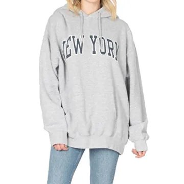 Secret Island USA Women's New York Varsity Oversized Hoodie - Vintage Style, Soft & Trendy