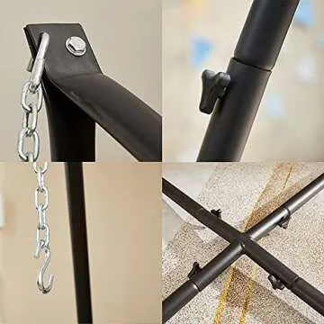 Zupapa Steel Hammock Swing Stand Adjustable Hammock Chair Swing Stand for Hanging Chairs Air Porch Loungers, Weather Resistant, Indoor Outdoor Deck Patio Yard