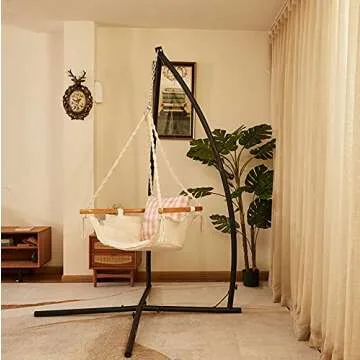 Zupapa Steel Hammock Swing Stand Adjustable Hammock Chair Swing Stand for Hanging Chairs Air Porch Loungers, Weather Resistant, Indoor Outdoor Deck Patio Yard