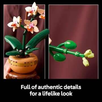 LEGO Botanicals Mini Orchid Building Set - Artificial, Fake Orchid for Home Decor, Adults Ages 18+ - Indoor Plant Decorations for Table, Desk, Office - Creative Gift Idea for Her & Him - 10343