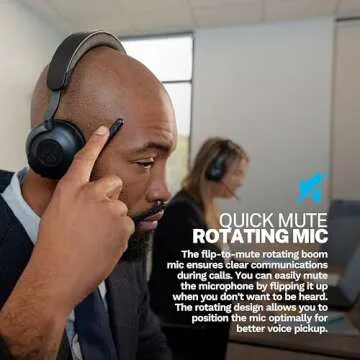 JLab Epic Work Wireless Headset with Microphone, Smart Active Noise Cancellation, Charging Hub, 90+ Playtime, Quick Mute, Bluetooth Headphones, Multipoint Connect, PC, Laptop, Mobile, (1 Pack)