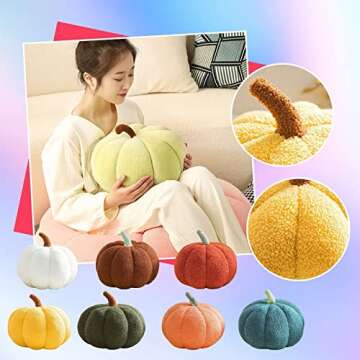 NOWDIO Pumpkin Throw Pillows Halloween Pumpkin Plush Toy Cuddle Pillow Pumpkin Cushion 3D Shaped Decorative for Halloween Thanksgiving Bedroom Sofa Couch Fall Decor (White, 30cm/12In)