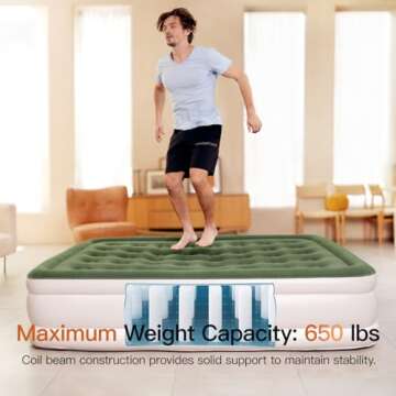 Zearna Air Mattress Queen with Built in Pump - Upgraded Blow Up Bed, 2 Mins Quick Self Inflatable wi...