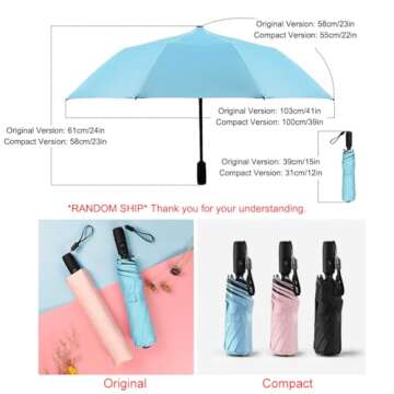 WOOLALA Portable Umbrella with Fan, UPF 50+ Sun and Rain Umbrella Travel Umbrella with Personal Cooling Fan, 2600mAh USB Rechargeable, Folding Compact Umbrella for Hot Summer Black WLUM903-Black