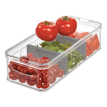 iDesign Recycled Plastic Large Divided Produce Storage - Keep Food Fresh Longer